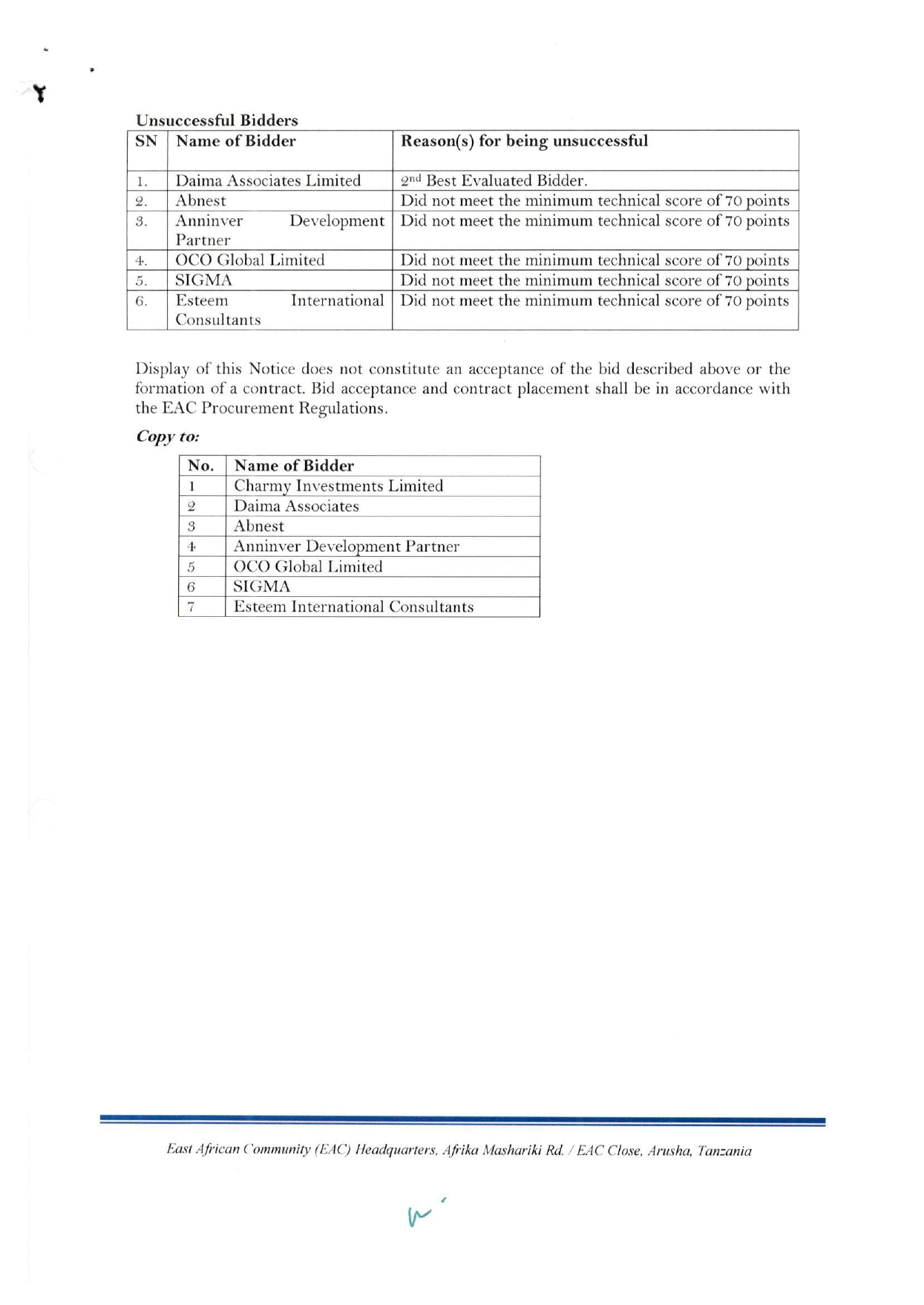 D Best Evaluated Bidder Notice EAC Investment Strategy page 0001