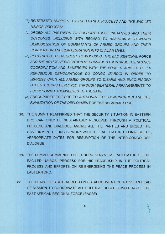Communique of the 21st Extra Ordinary Summit of the EAC Heads of State 31st May 2023 in Bujumbura page 0007