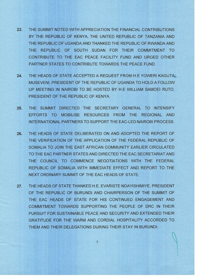 Communique of the 21st Extra Ordinary Summit of the EAC Heads of State 31st May 2023 in Bujumbura page 0008