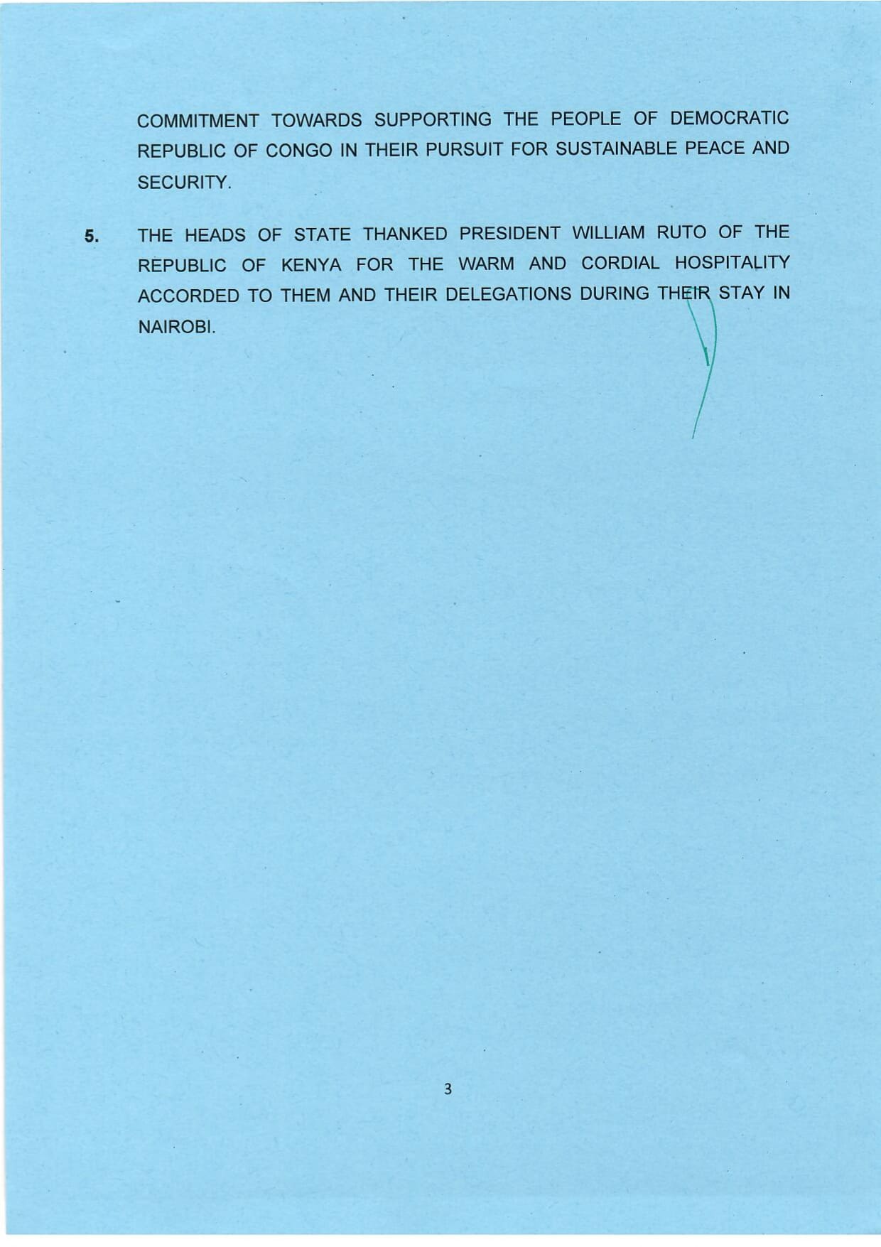 Communique of the 22nd Extra Ordinary Summit of the EAC Heads of State 5.9.23 page 0003