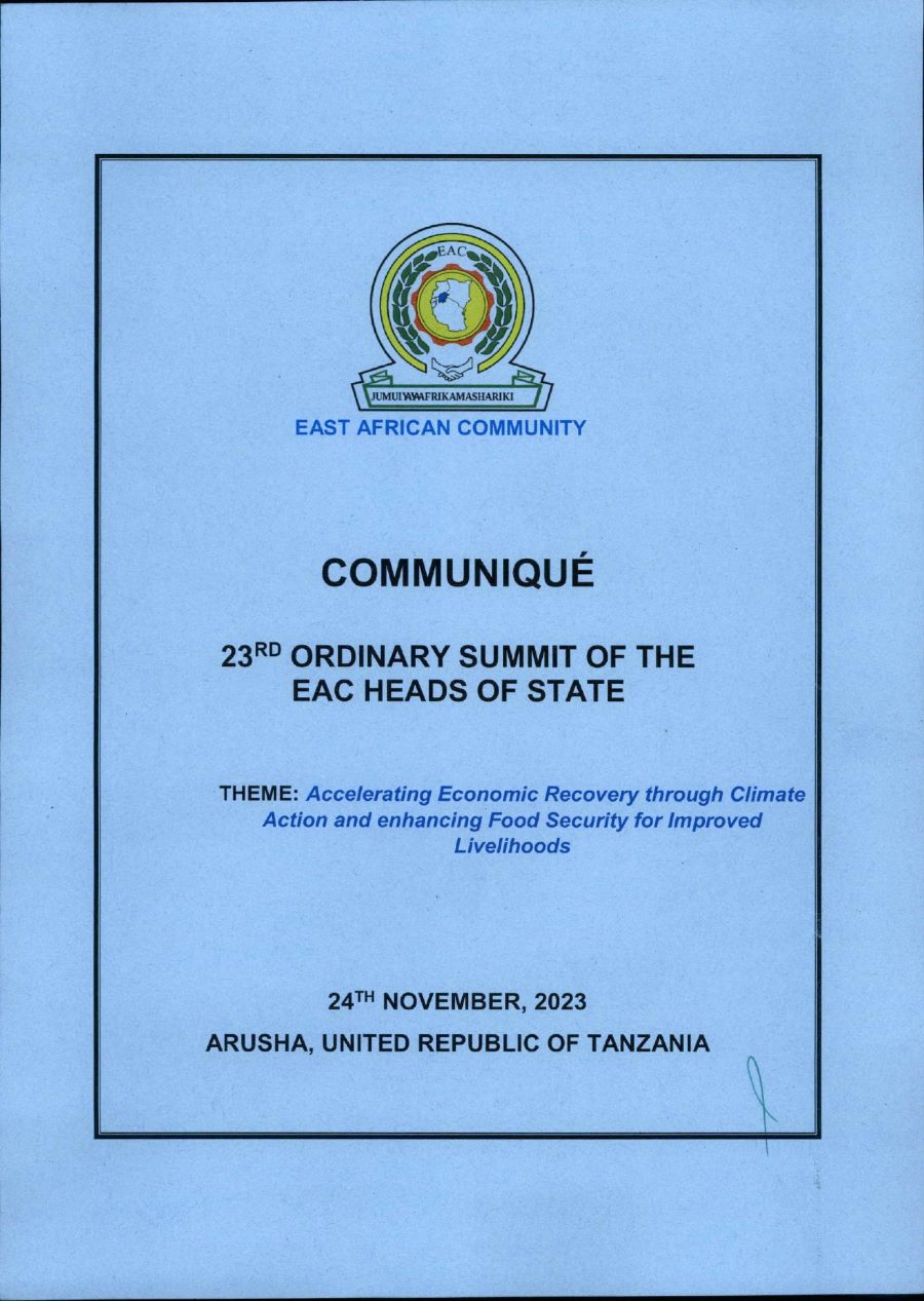 Communique of the 23rd Ordinary Summit of the EAC Heads of State page 0001