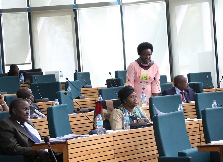 Hon Rose Akol makes a point at the debate. The Assembly passed the supplementary EAC budget proposals for Financial Year 2018/2019