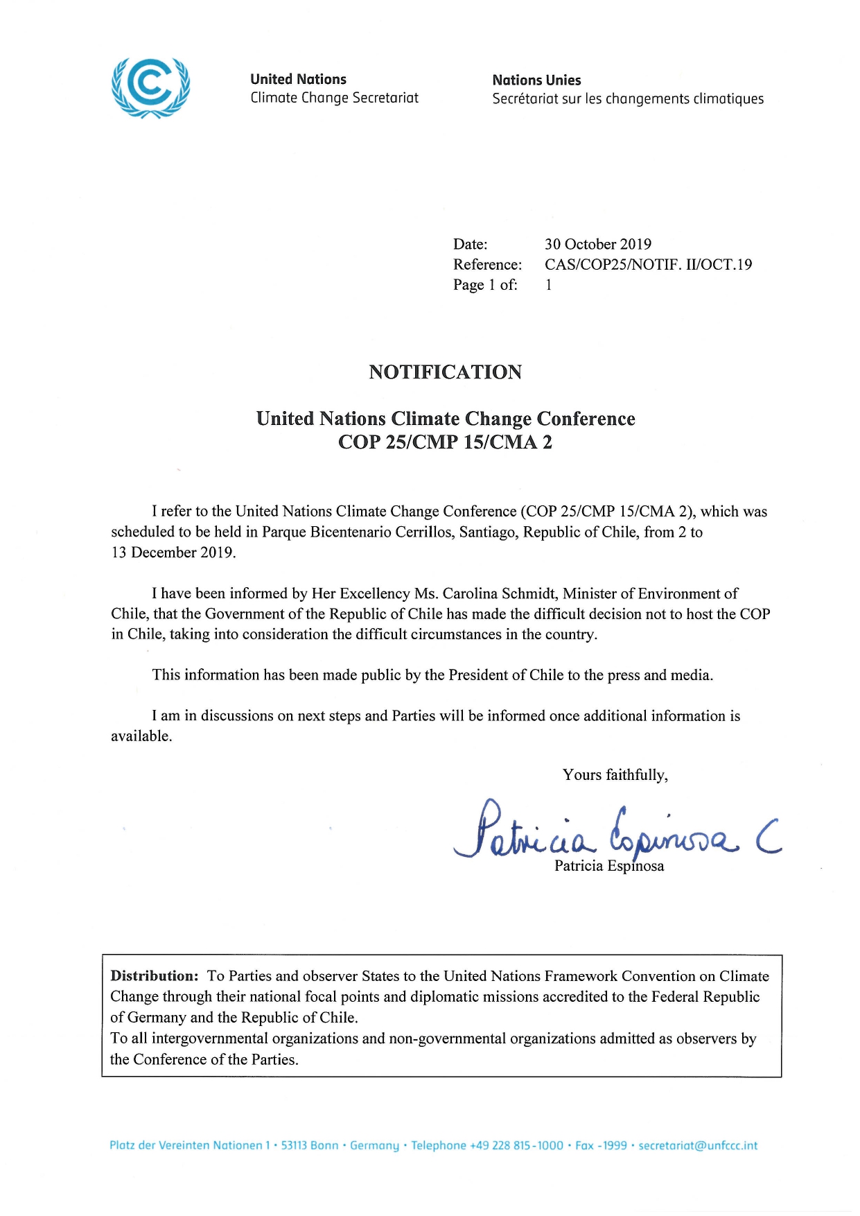 Notification Cancellation of hosting of COP 25 page 0001