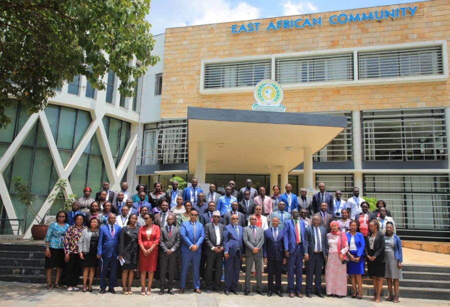 A group photo of the Somali delegation, EAC Executives and Staff outside the EAC HQs in Arusha shortly after the Federal Republic of Somalia deposited her instrument of ratification with the EAC Secretary, Hon. Dr. Peter Mathuki.