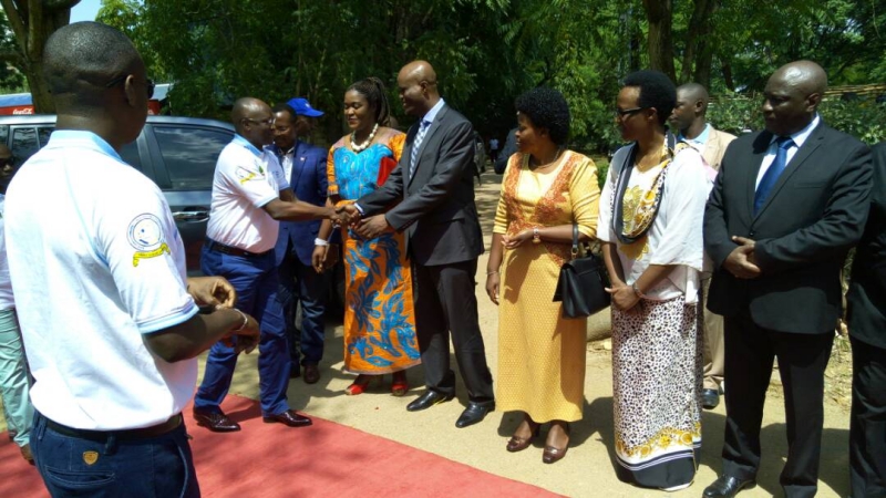 EAC Secretary General Amb Liberat Mfumukeko receiving the  First  Vice President of Burundi H.E Sindimwo to officially open the 18th EAC Jua Kali Exhibition in Bujumbura.