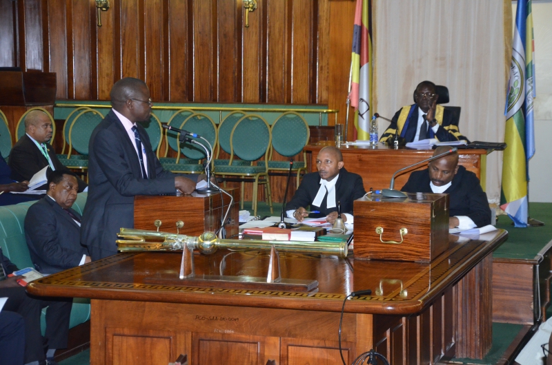 The Chair of Council of Ministers and Minister for State, EAC Affairs, Uganda, Hon Julius Wandera Maganda on the floor of the House