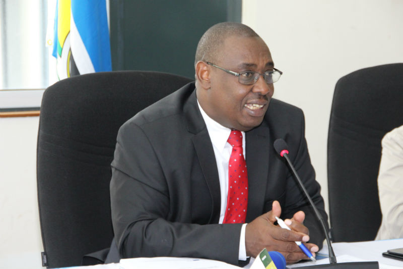 Mr. Kenneth Bagamuhunda, the EAC Director General Customs and Trade, at the EAC Headquarters addressing the opening session of the TradeCom II Stakeholder Workshop at the EAC Headquarters in Arusha.