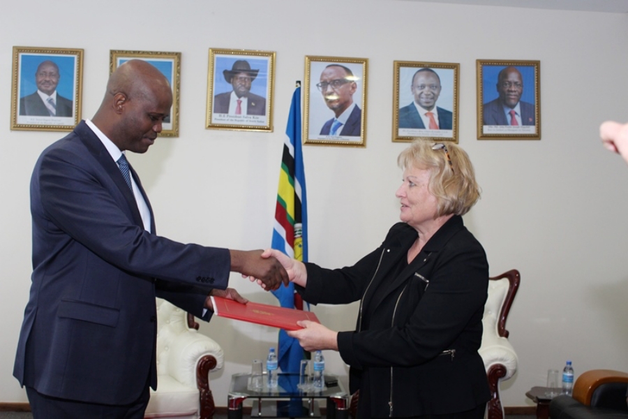 Secretary General Amb Liberat Mfumukeko receives letter of accreditation from  Norway Ambassador Ms.Elisabeth Jacobsen