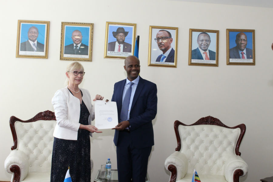 H.E Riitta SWAN, Finnish Ambassador present her credentials to EAC Secretary General Amb Liberat Mfumukeko