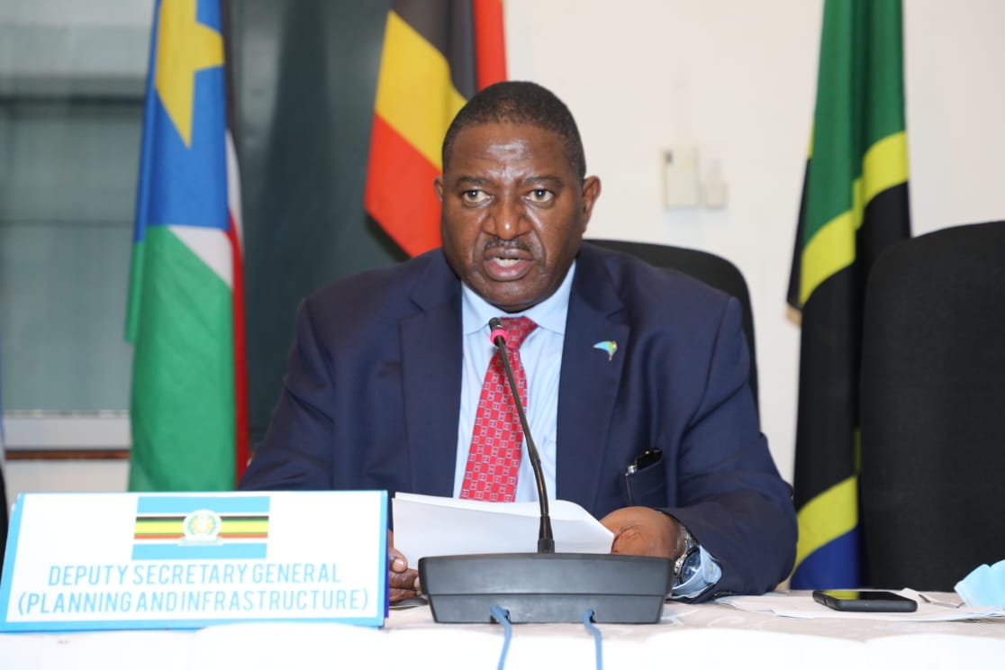 EAC Deputy Secretary General in charge of Planning and Infrastructure Eng. Steven Mlote making his remarks during the opening of the Senior Officials session.