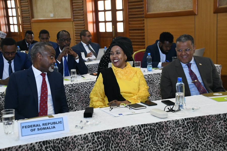 The Somalia delegation during the opening session of the negotiations with EAC at the Main Campus of the Kenya School of Government in Nairobi. 