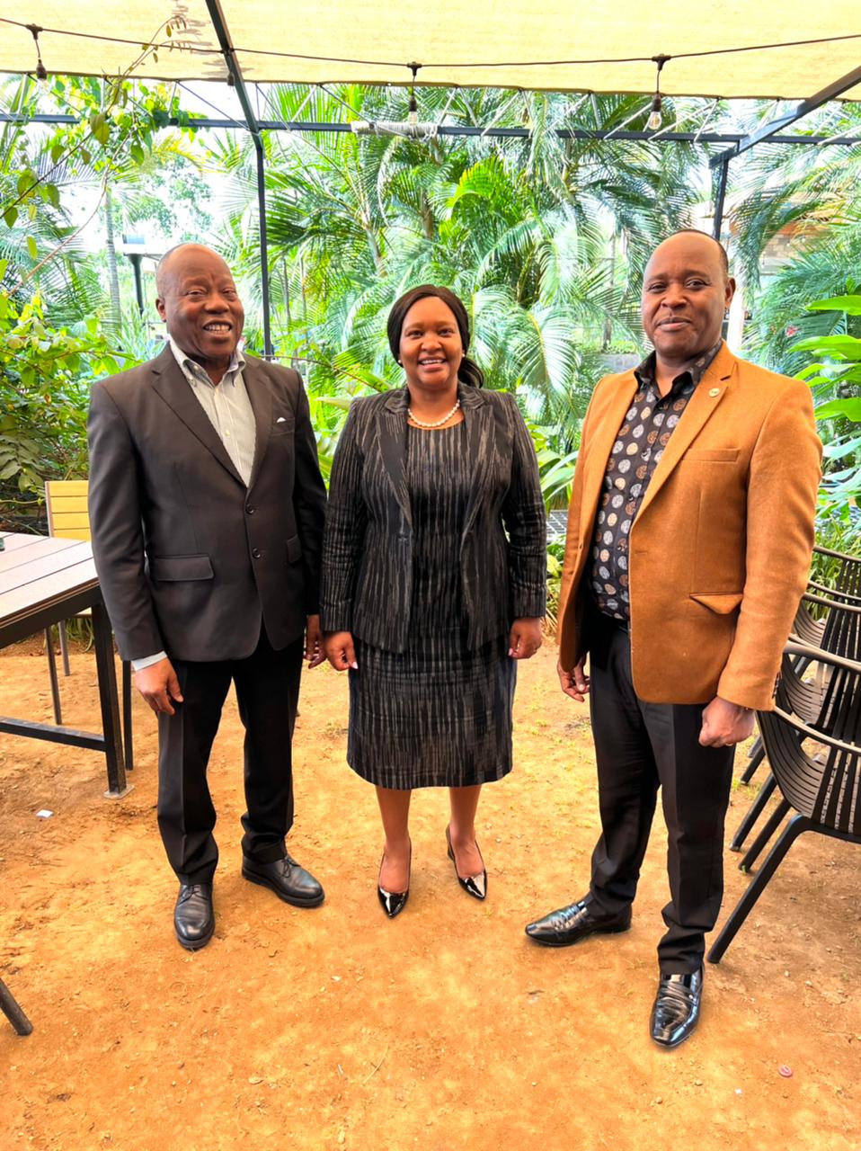 (L-R) Executive Secretary of the International Conference on the Great Lakes Region (ICGLR), Amb. João Caholo, Kenya’s Cabinet Secretary for the East African Community, Arid and Semi-Arid Lands and Regional Development, Hon. Rebecca Miano and EAC Secretary General Hon (Dr.) Peter Mutuku Mathuki. 