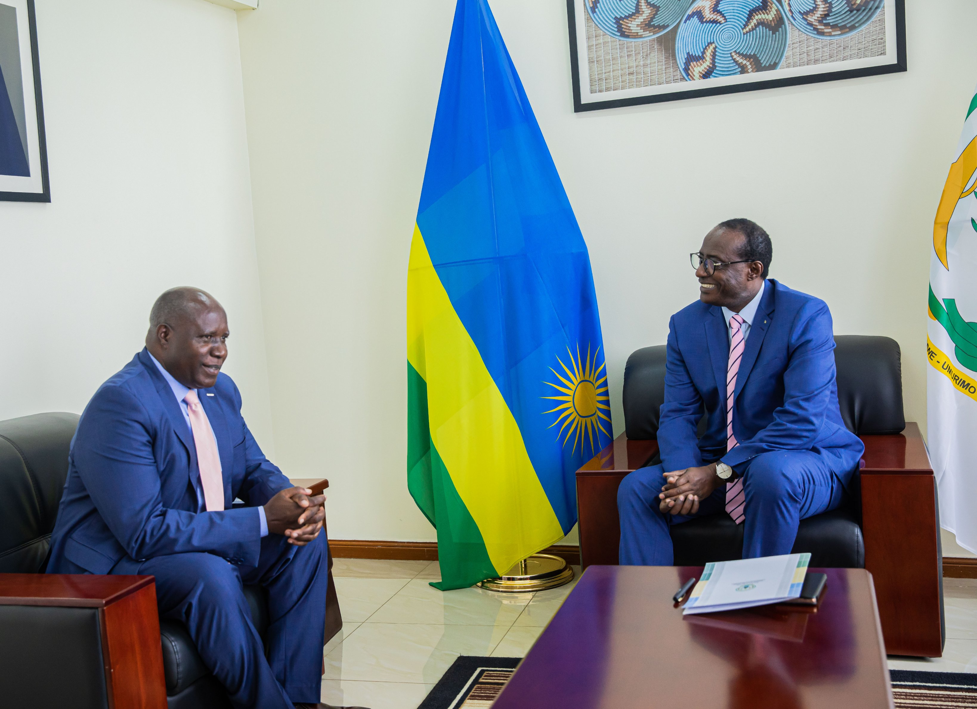 The Judge President with the Minister of State in charge of East African Community, Hon. Prof Nshuti Manasseh (right) 