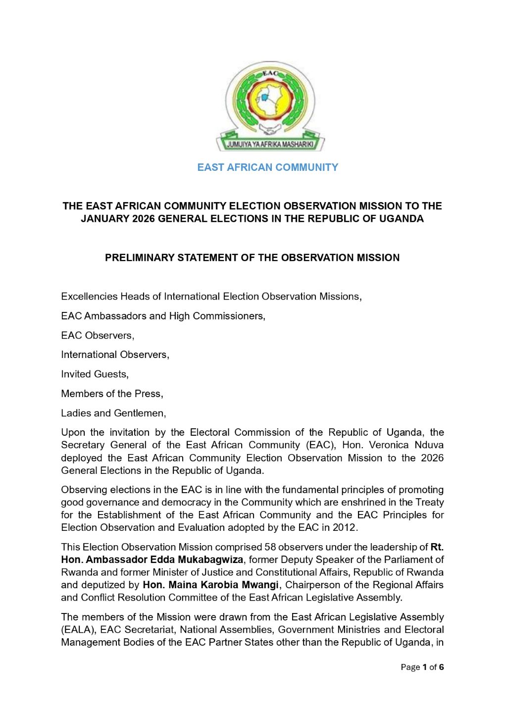 EAC EOM Preliminary Report Uganda 2026 FINAL page 0001