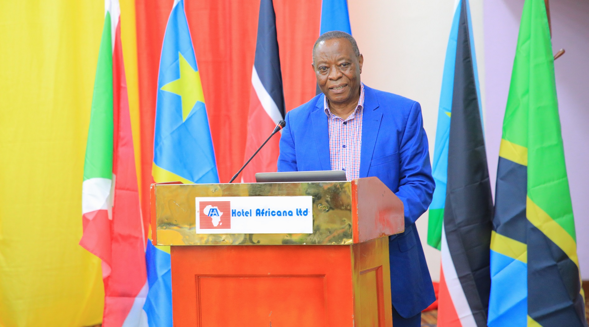  Prof. Fikeni E. M. K Senkoro delivering the keynote address during the official opening session of the 2nd EAC World Kiswahili Day celebrations in Kampala, Uganda. Prof. Senkoro urged Africans to develop Kiswahili and other local languages saying language had become a commodity on the global marketplace.